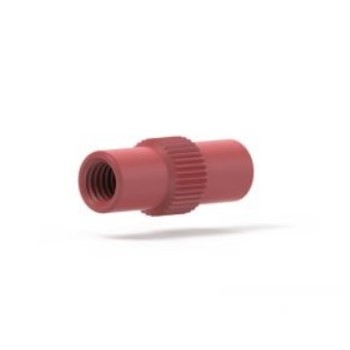 Upchurch Scientific VacuTight Union Body for 1/16 inch OD Tubing, 0.20 uL, 10-32 FB, 0.020 inch (0.50 mm) Thru-hole, Red, Single - P-845-01 - Click Image to Close